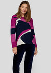 Rabe Printed Round Neck Jumper, Purple Multi