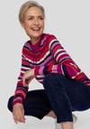 Rabe Striped High Neck Sweater, Purple Multi