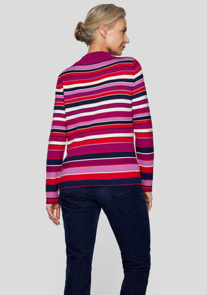 Rabe Striped High Neck Sweater, Purple Multi