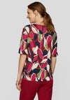 Rabe Glitter Trim Printed Top, Fuchsia Multi