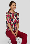 Rabe Glitter Trim Printed Top, Fuchsia Multi