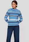Rabe Striped High Neck Jumper, Blue