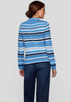 Rabe Striped High Neck Jumper, Blue