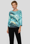 Rabe Blurred Graphic Print Elastic Hem Top, Blue