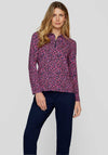 Rabe Abstract Print Zip Neck Top, Pink Multi