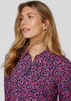 Rabe Abstract Print Zip Neck Top, Pink Multi