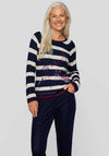 Rabe Embroidered Striped Jumper, Navy Multi