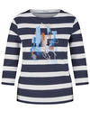 Rabe Striped Graphic Top, Navy and White