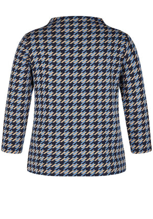 Rabe Geo Jacquard Cropped Sleeve Top, Blue