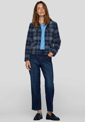 Rabe Check Knit Jacket, Blue