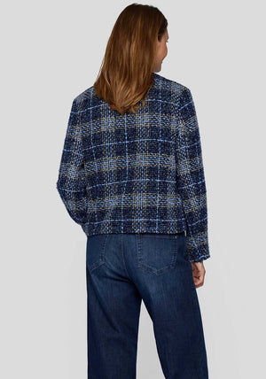 Rabe Check Knit Jacket, Blue