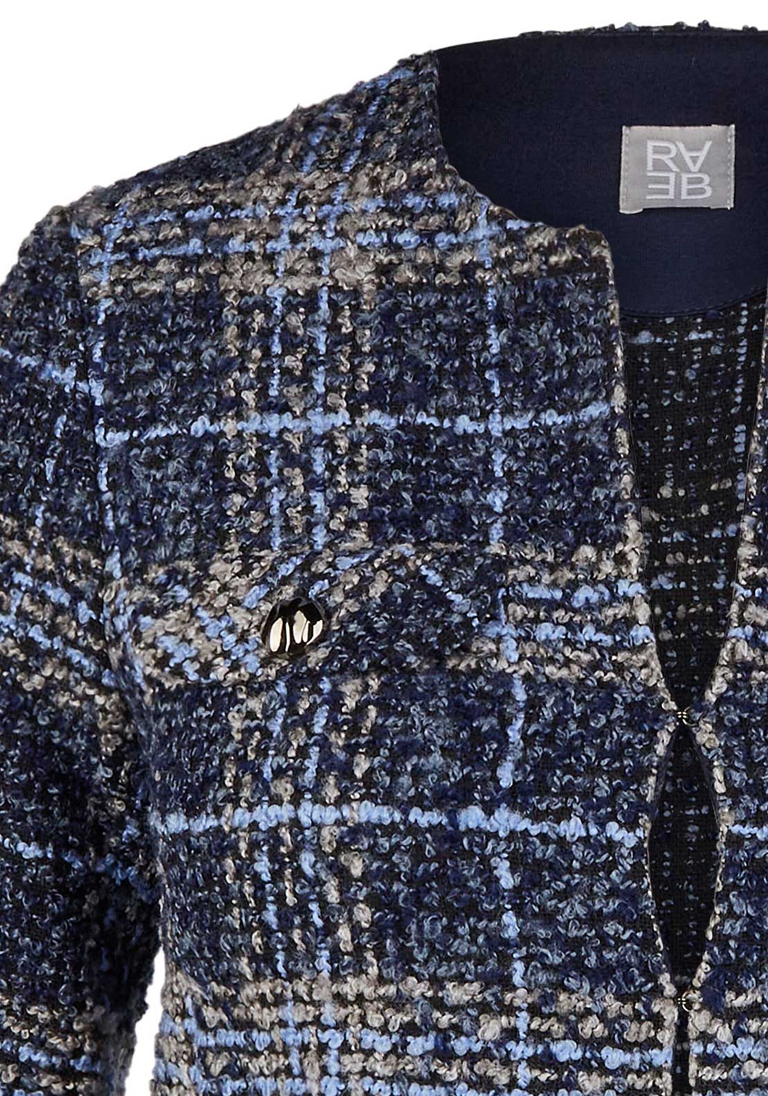 Rabe Check Knit Jacket, Blue