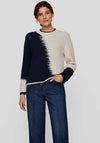 Rabe Asymmetrical Colour Block Knitted Jumper, Cream