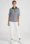 Rabe Stripe Print Polo Shirt, White & Navy