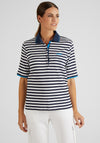 Rabe Stripe Print Polo Shirt, White & Navy