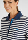 Rabe Stripe Print Polo Shirt, White & Navy