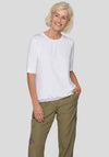Rabe Elastic Trim Short Sleeve Top, White