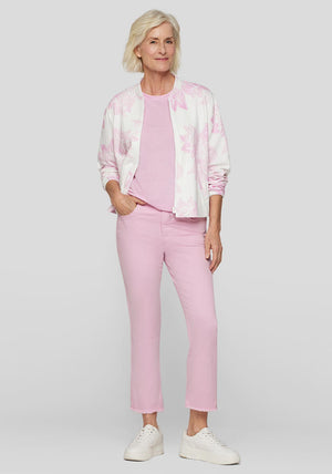Rabe Floral Print Zipped Jacket, Pink and White