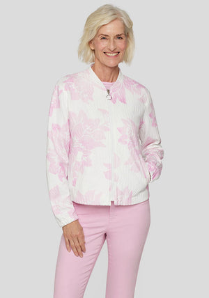 Rabe Floral Print Zipped Jacket, Pink and White