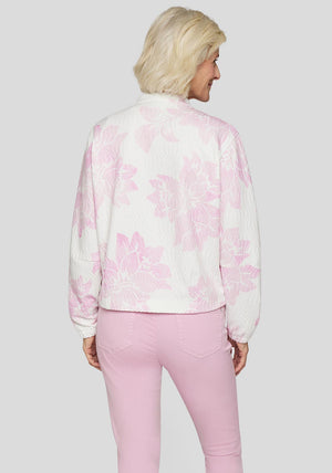 Rabe Floral Print Zipped Jacket, Pink and White