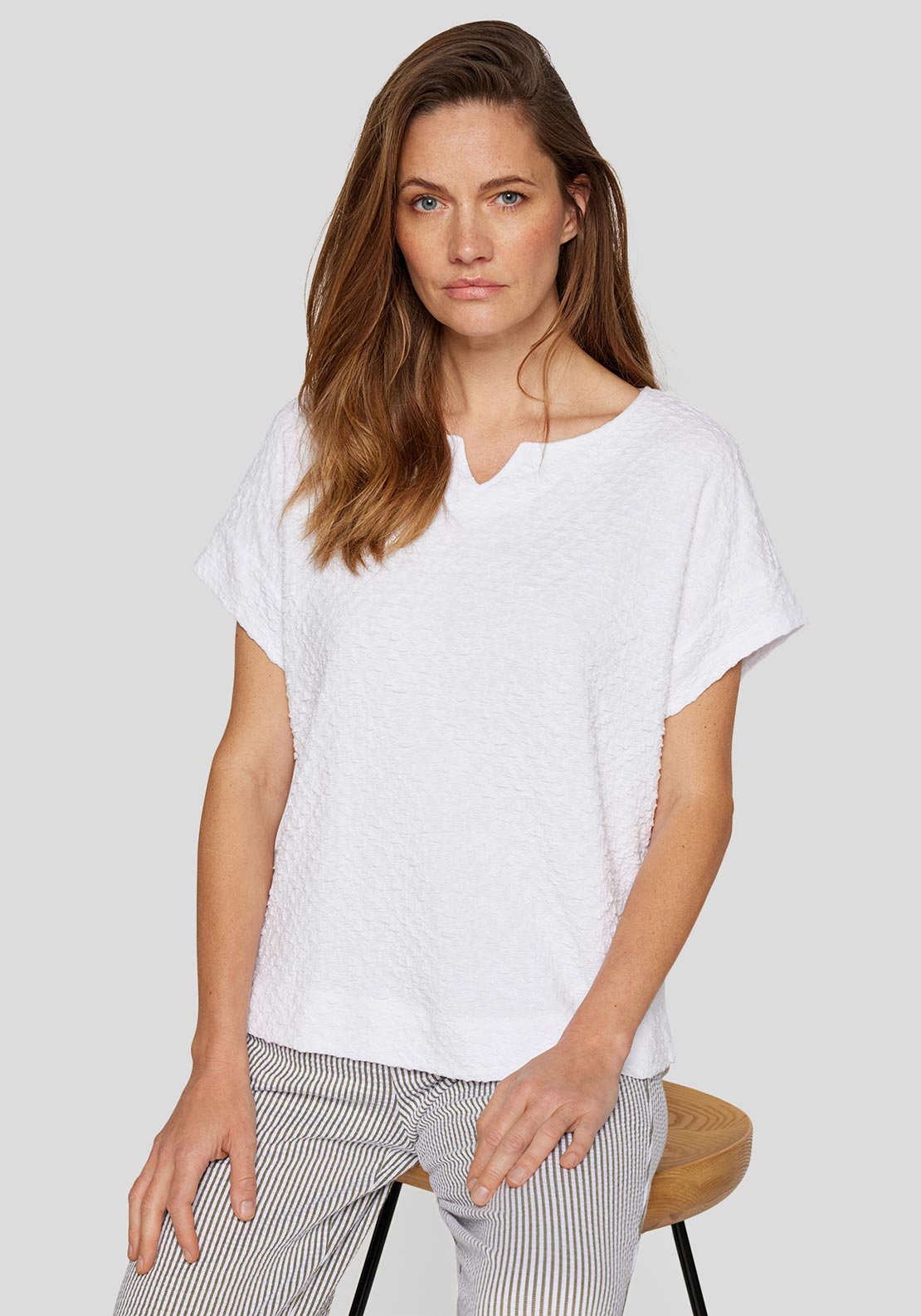 Rabe Textured Short Sleeve T Shirt, White