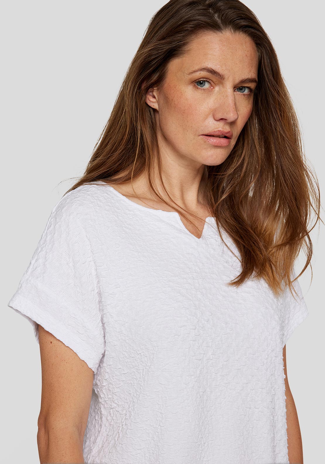 Rabe Textured Short Sleeve T Shirt, White