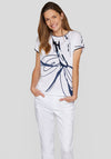 Rabe Abstract Striped T Shirt, White and Navy