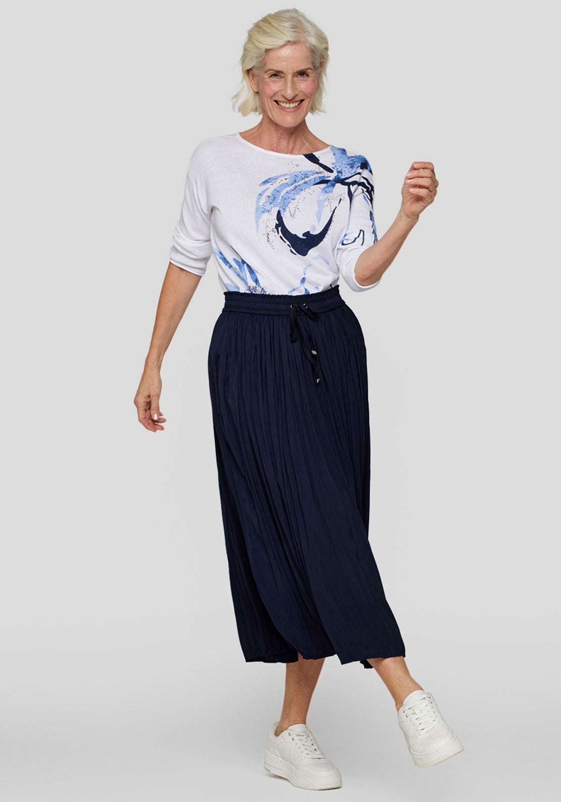 Rabe Floral Short Sleeve Sweater, White