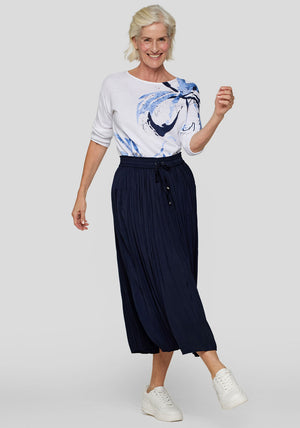 Rabe Floral Short Sleeve Sweater, White