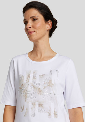 Rabe Embellished Front Graphic T Shirt, White