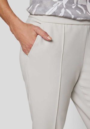 Rabe Elasticated Cropped Kick Flare Trousers, Stone Grey