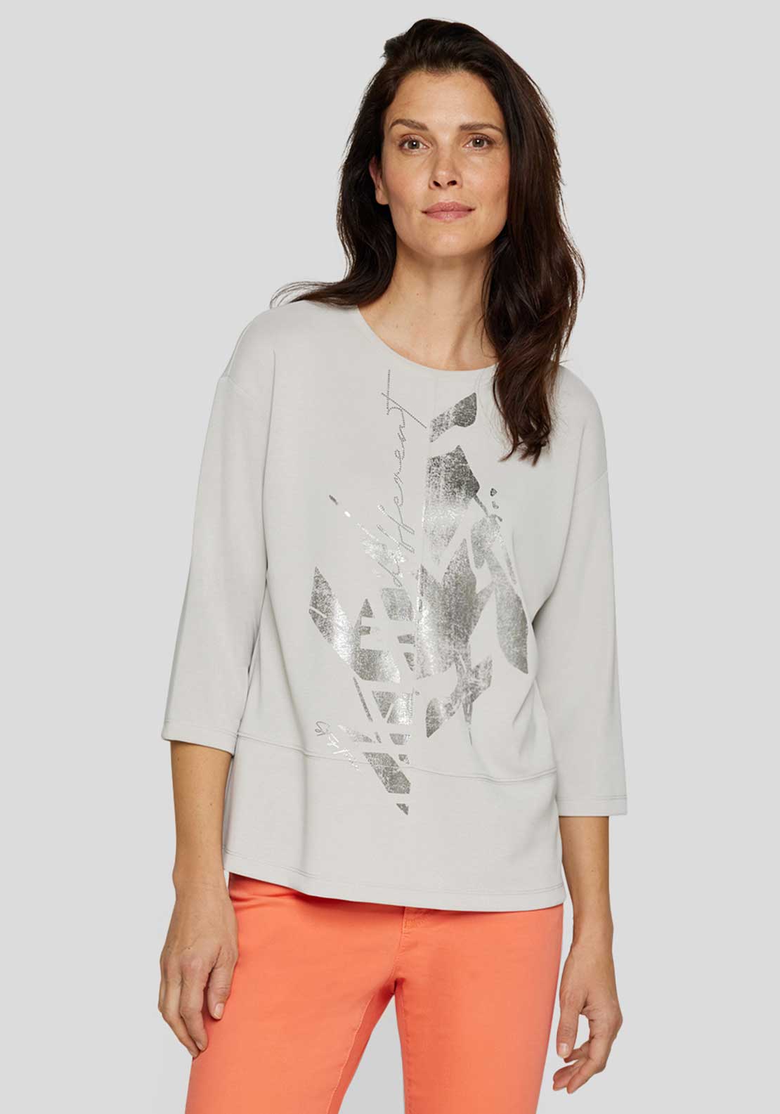 Rabe Embellished Metallic Detail Top, Grey