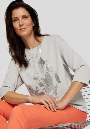 Rabe Embellished Metallic Detail Top, Grey
