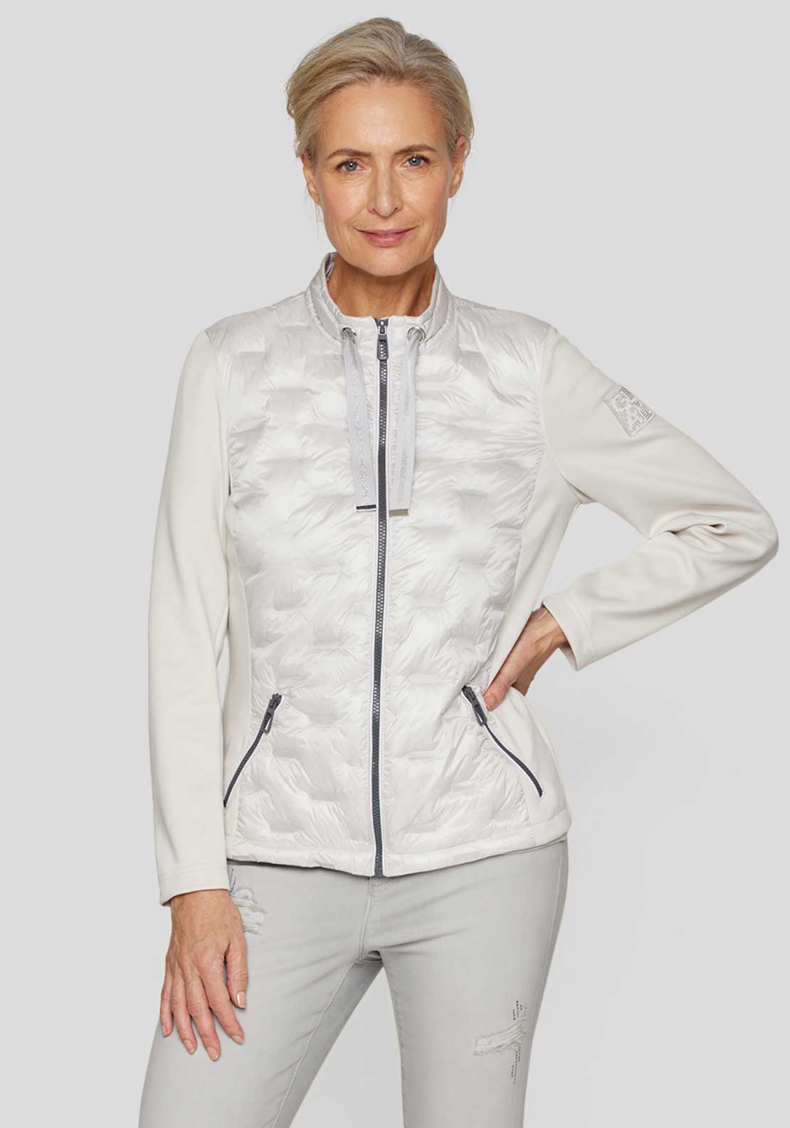 Rabe Padded Contrast Panel Jacket, Light Grey