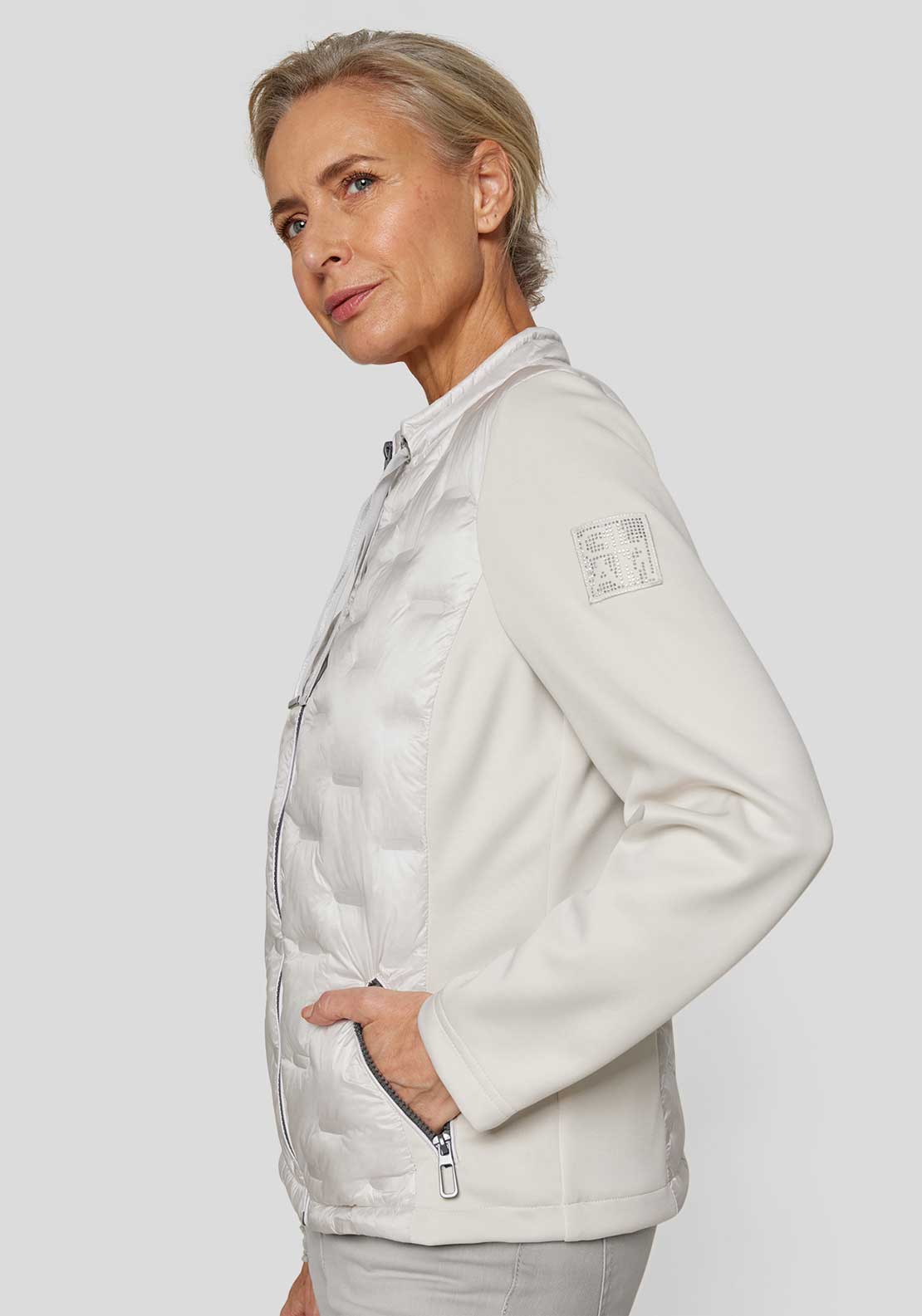 Rabe Padded Contrast Panel Jacket, Light Grey