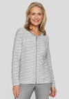 Rabe Textured Striped Jacket and T Shirt Twinset, Grey and White