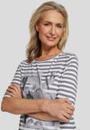 Rabe Embellished Striped Top, Grey and White