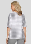 Rabe Embellished Striped Top, Grey and White