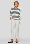 Rabe Embellished Striped Print Top, Grey and White