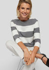 Rabe Embellished Striped Print Top, Grey and White