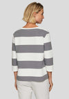 Rabe Embellished Striped Print Top, Grey and White