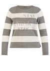 Rabe Striped Embellished Knit Jumper, Grey and White