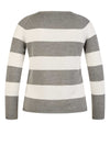 Rabe Striped Embellished Knit Jumper, Grey and White