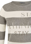 Rabe Striped Embellished Knit Jumper, Grey and White
