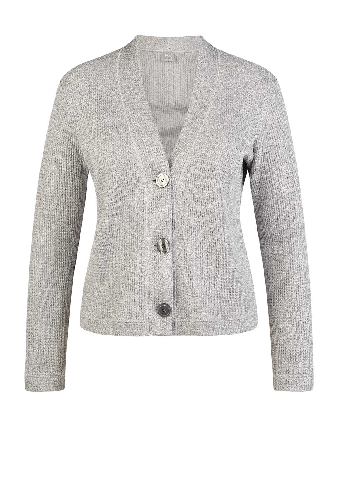 Rabe Buttoned V Neck Cardigan, Grey