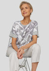 Rabe Botanical Print Metallic T Shirt, Grey and White