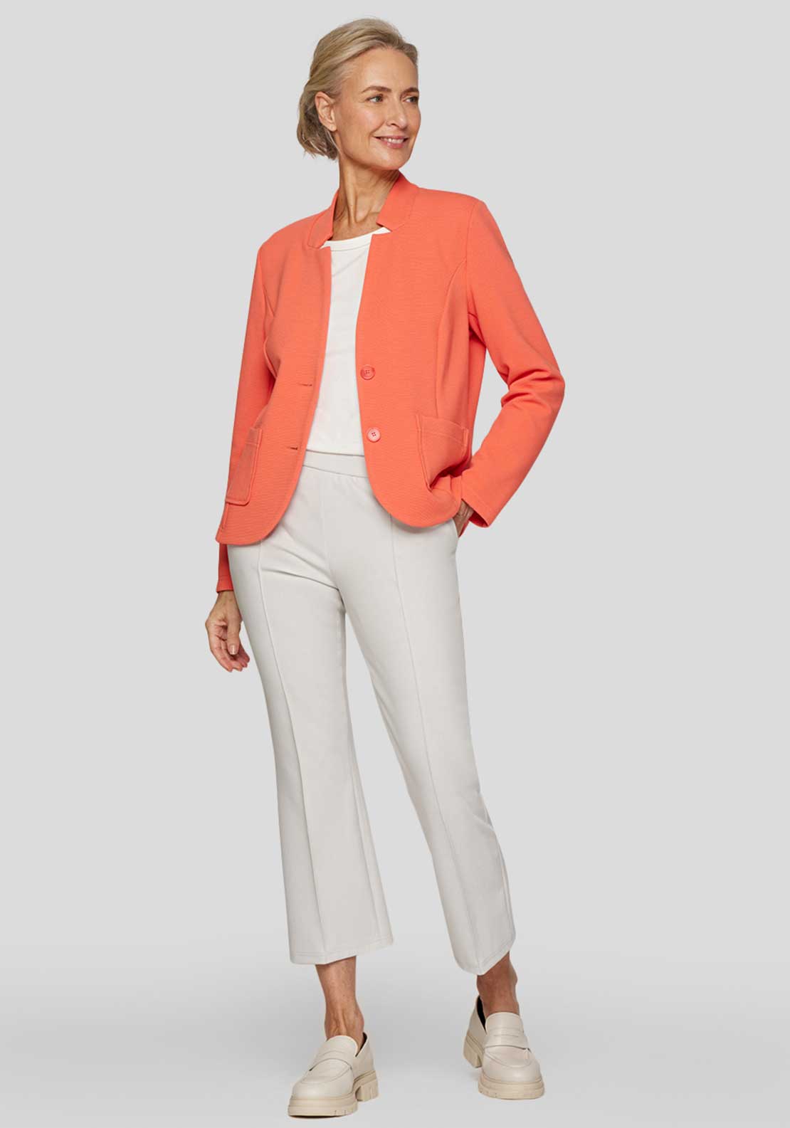 Rabe Single Breasted Stand Up Collar Blazer, Orange