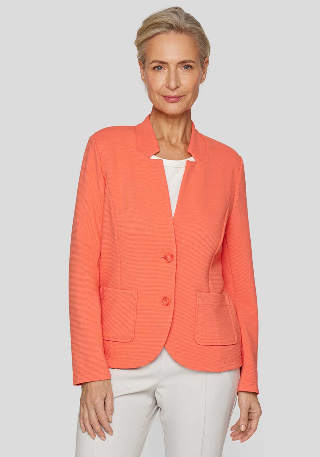 Rabe Single Breasted Stand Up Collar Blazer, Orange