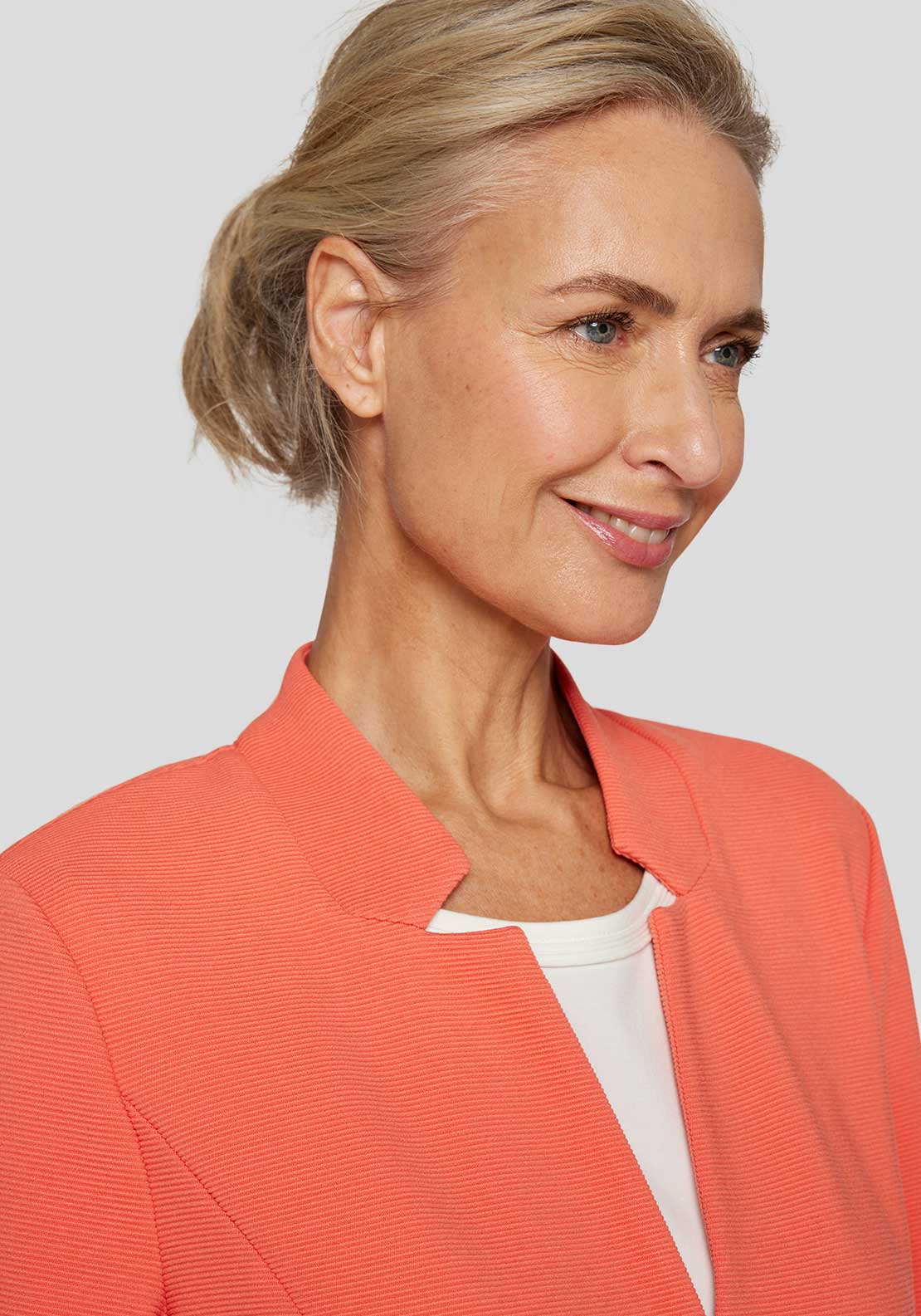 Rabe Single Breasted Stand Up Collar Blazer, Orange