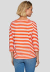 Rabe Striped Round Neck Top, Orange and White